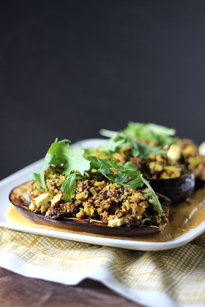 Vegetarian Stuffed Eggplant | Dietitian Debbie Dishes