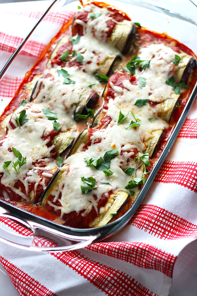 Eggplant Lasagna Rolls #Vegetarian #Glutenfree