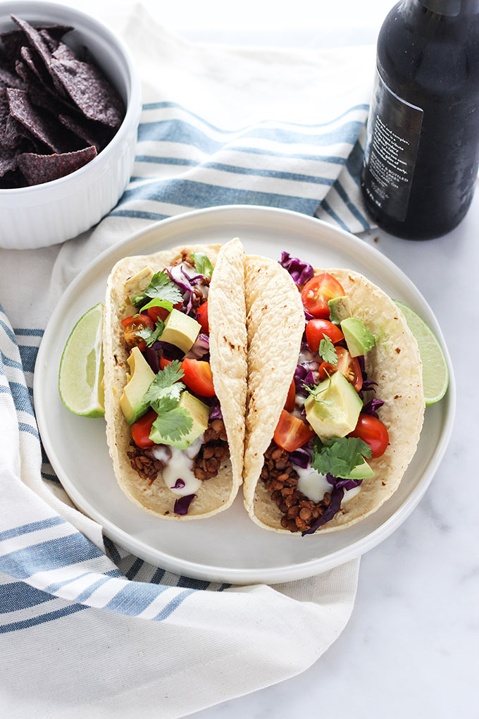 Lentil Tacos with Spicy Cheese Sauce