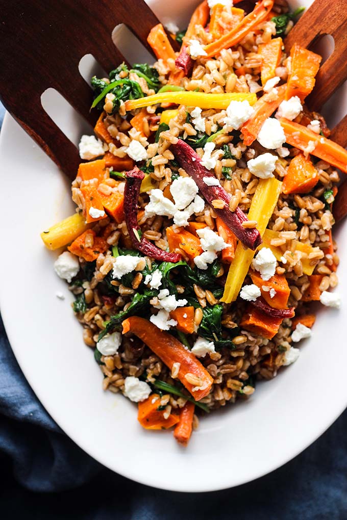 Warm Farro Salad with Roasted Root Vegetables