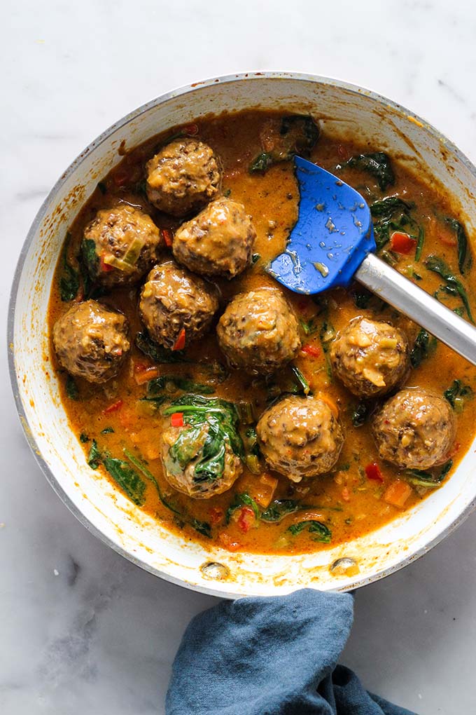 Lentil Meatballs with Curry Sauce | Vegetarian